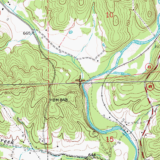Topographic Map of Richland Creek, MO