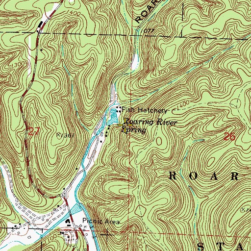 Topographic Map of Roaring River Spring, MO