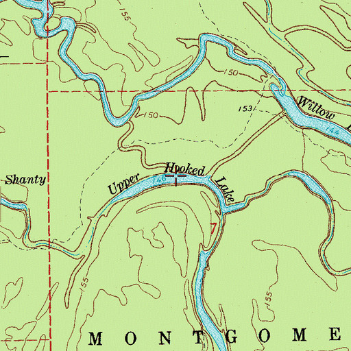 Topographic Map of Upper Hooked Lake, AR