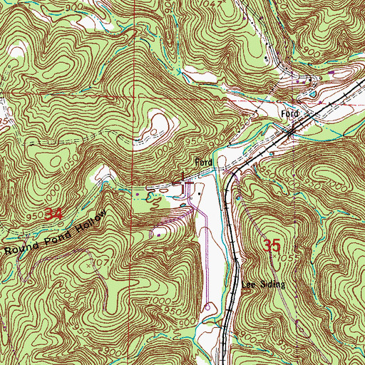 Topographic Map of Round Pond Hollow, MO