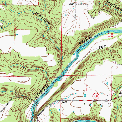Topographic Map of Ruth Hollow, MO