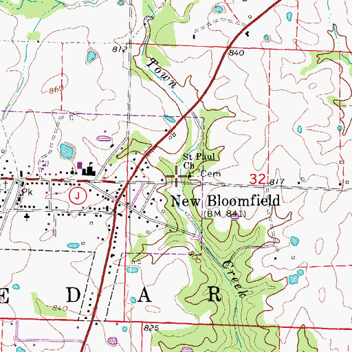Topographic Map of Saint Paul Church, MO