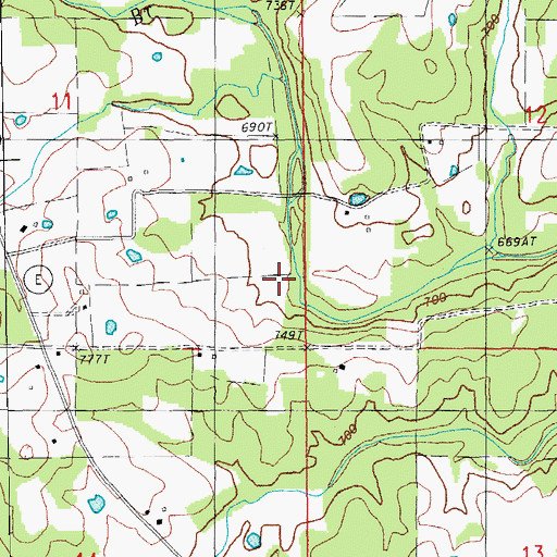 Topographic Map of Sanders Branch, MO