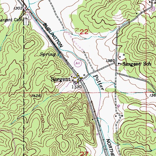 Topographic Map of Sargent, MO