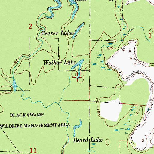 Topographic Map of Walker Lake, AR