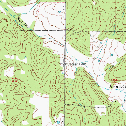 Topographic Map of Setzer Cemetery, MO