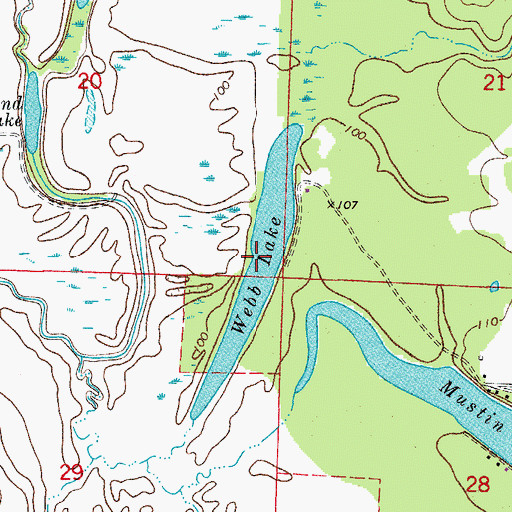 Topographic Map of Webb Lake, AR