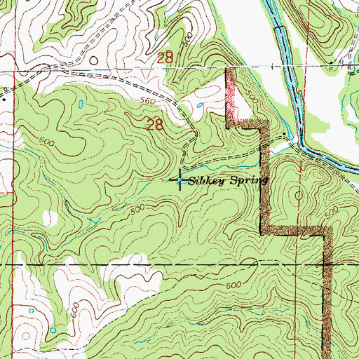 Topographic Map of Sibkey Spring, MO