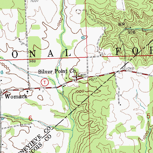 Topographic Map of Silver Point Church, MO