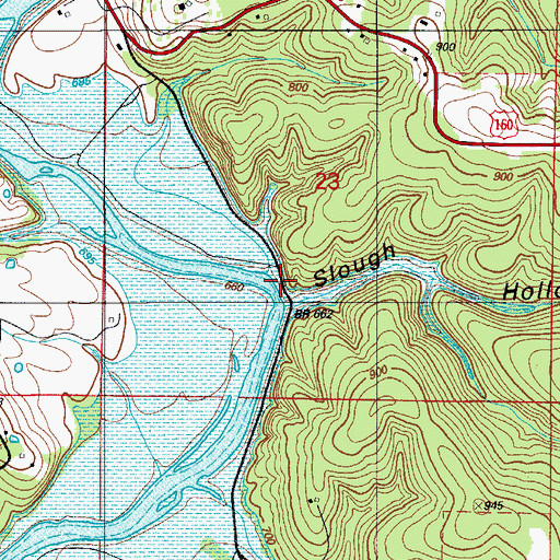 Topographic Map of Slough Hollow, MO