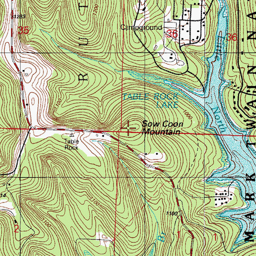 Topographic Map of Sow Coon Mountain, MO
