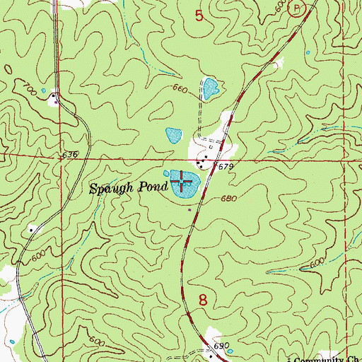 Topographic Map of Spaugh Pond, MO