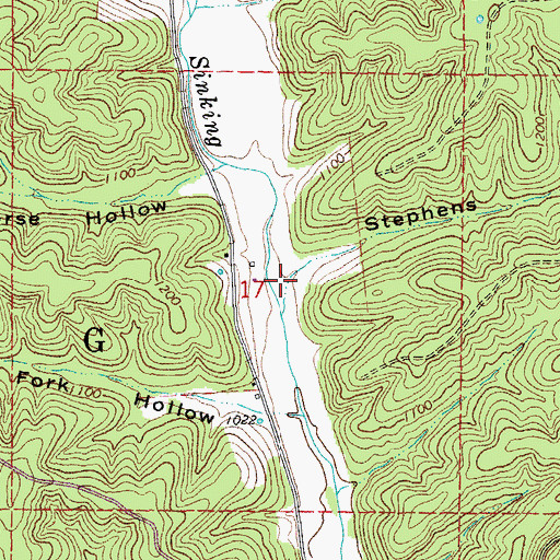 Topographic Map of Stephens Hollow, MO