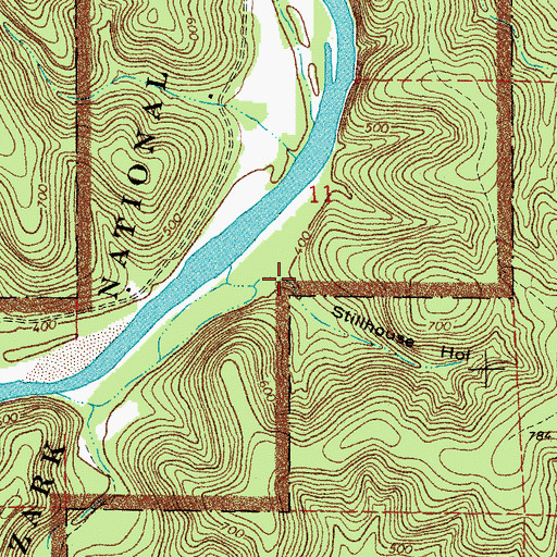 Topographic Map of Stillhouse Hollow, MO