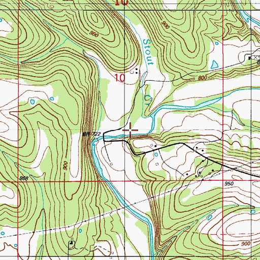 Topographic Map of Stout Creek, MO
