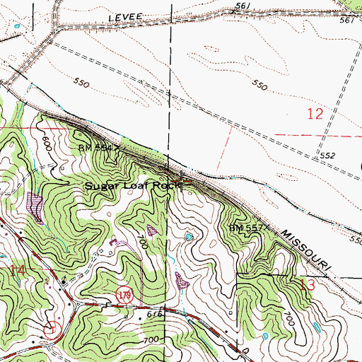 Topographic Map of Sugar Loaf Rock, MO
