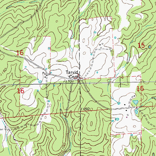 Topographic Map of Tarvid Cemetery, MO