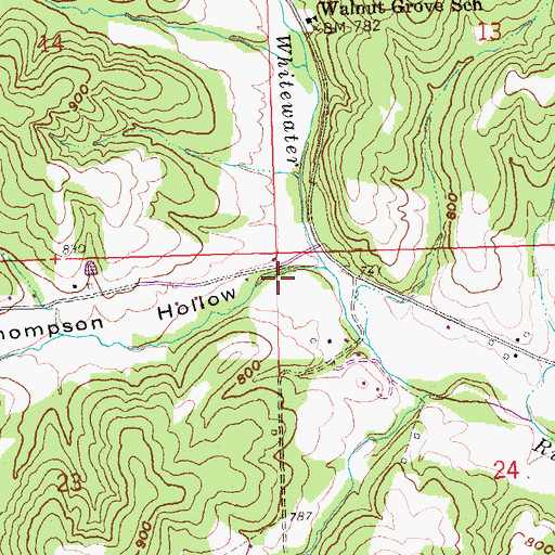 Topographic Map of Thompson Hollow, MO