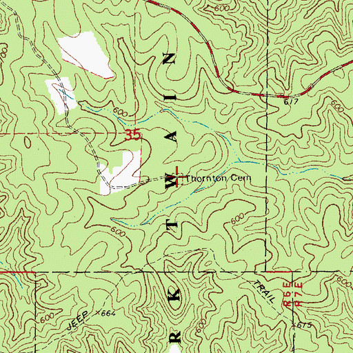 Topographic Map of Thornton Cemetery, MO
