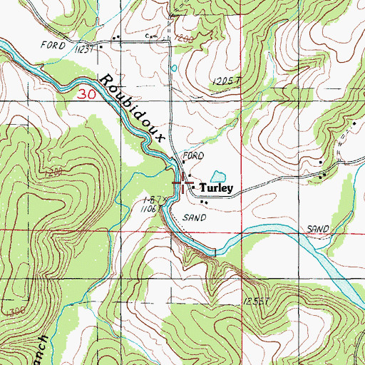 Topographic Map of Turley, MO