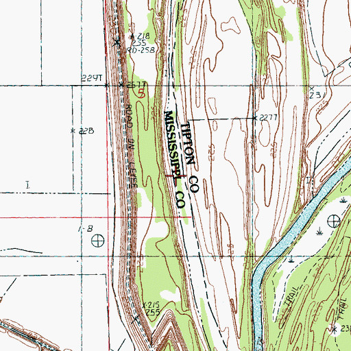 Topographic Map of Bend of island 35 Revetment, AR