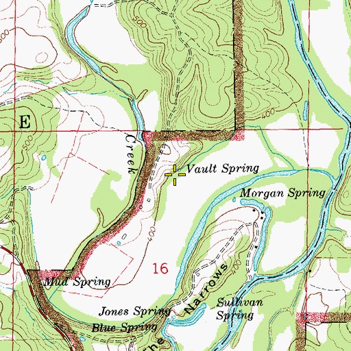 Topographic Map of Vault Spring, MO