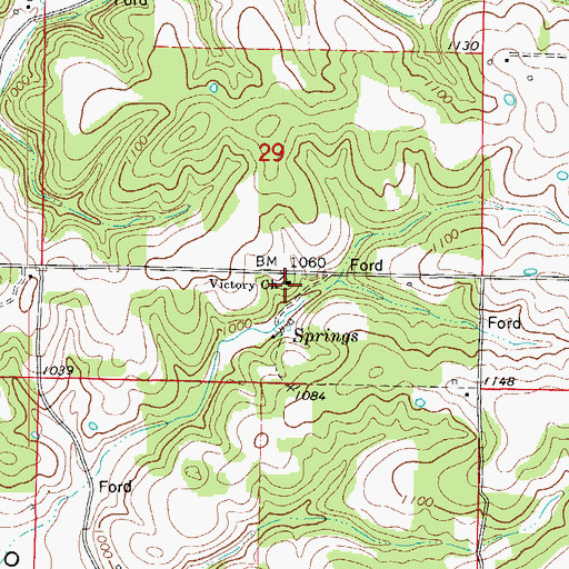 Topographic Map of Victory Church, MO