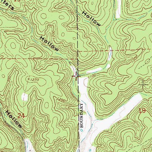 Topographic Map of Walters Hollow, MO