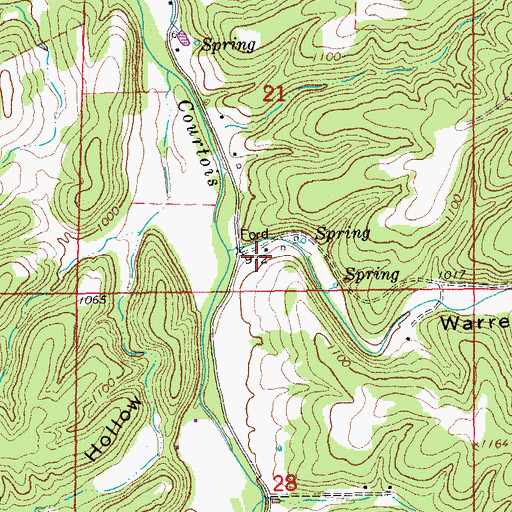Topographic Map of Warren Hollow, MO