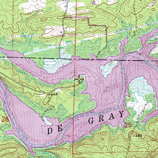 Topographic Map of Cox Creek Landing Recreation Area, AR