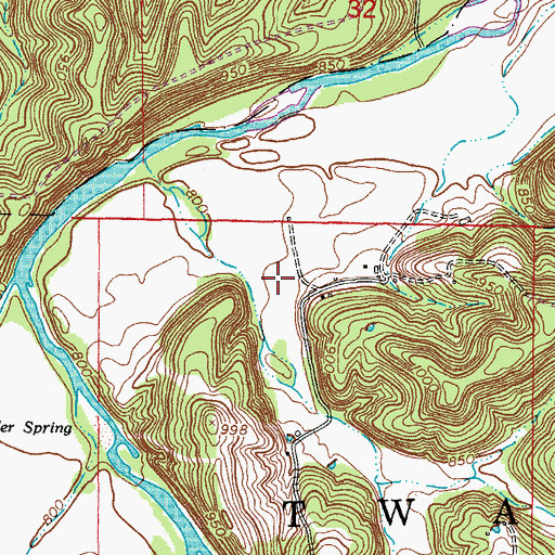 Topographic Map of Watts Hollow, MO