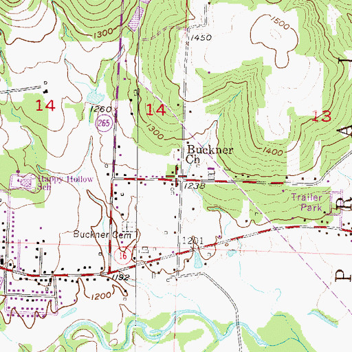 Topographic Map of Ruckers Grove (historical), AR