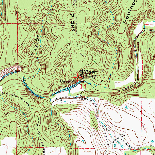 Topographic Map of Wilder Spring, MO