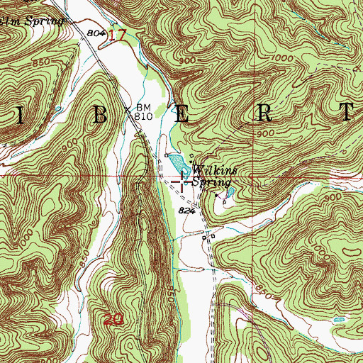 Topographic Map of Wilkins Spring, MO