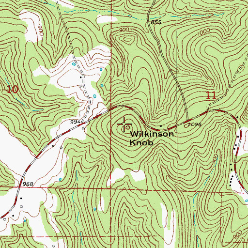 Topographic Map of Wilkinson Knob, MO