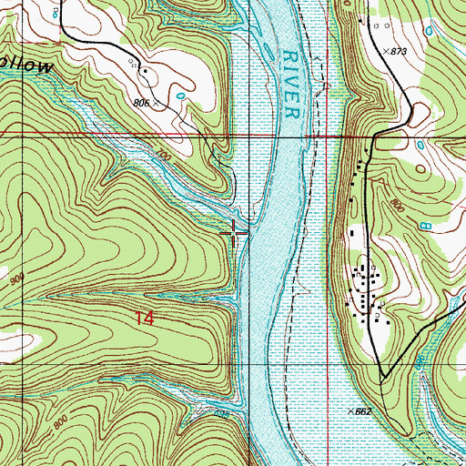 Topographic Map of Wisdom Hollow, MO