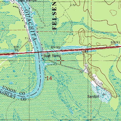Topographic Map of Crossett Harbor Recreation Site, AR