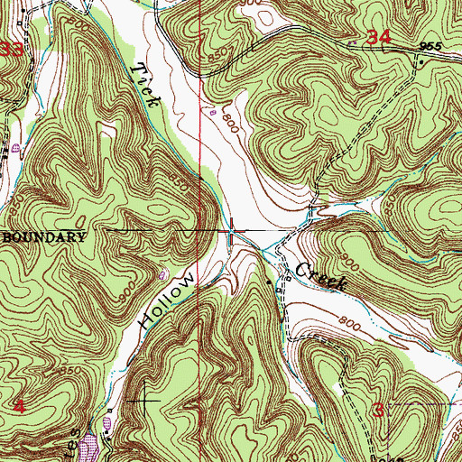 Topographic Map of Yates Hollow, MO