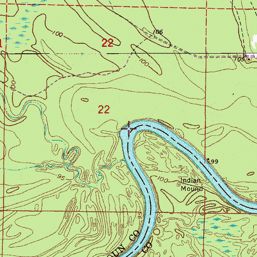 Topographic Map of Blue Beach Shoals, AR