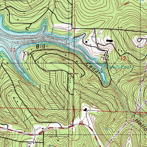 Topographic Map of Oakmont, MO