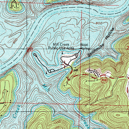 Topographic Map of Mill Creek Park, MO