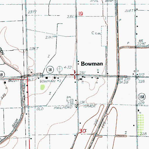Topographic Map of Bowman School (historical), AR
