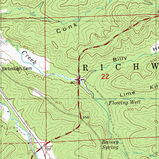 Topographic Map of Billy Hollow, MO