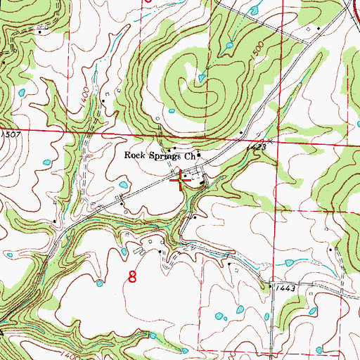 Topographic Map of Rock Springs School (historical), MO