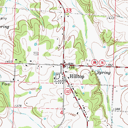 Topographic Map of Thompsons Corner, MO
