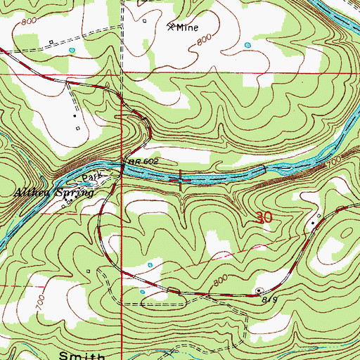 Topographic Map of James Branch, MO