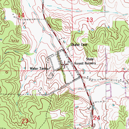 Topographic Map of Licking State Forest Nursery, MO