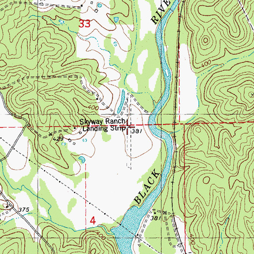 Topographic Map of Skyway Ranch Landing Strip (historical), MO