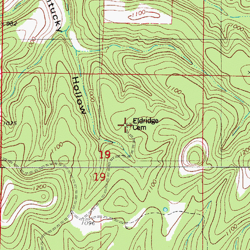 Topographic Map of Eldridge Cemetery, MO