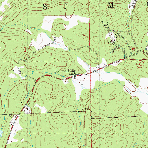 Topographic Map of London Hill Church, MO